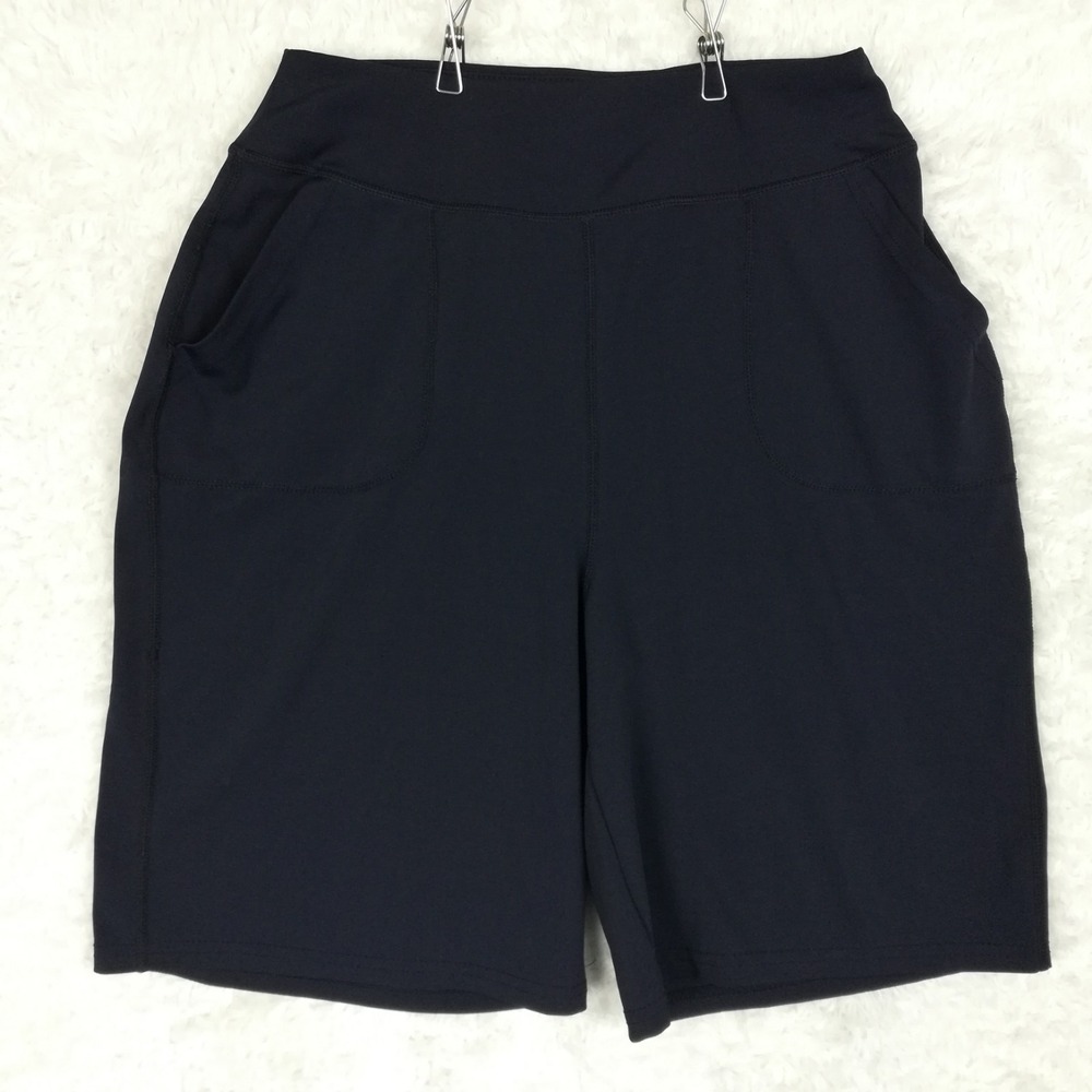 Real Essentials Womens Shorts Bermuda Athletic High Waisted Navy Blue L